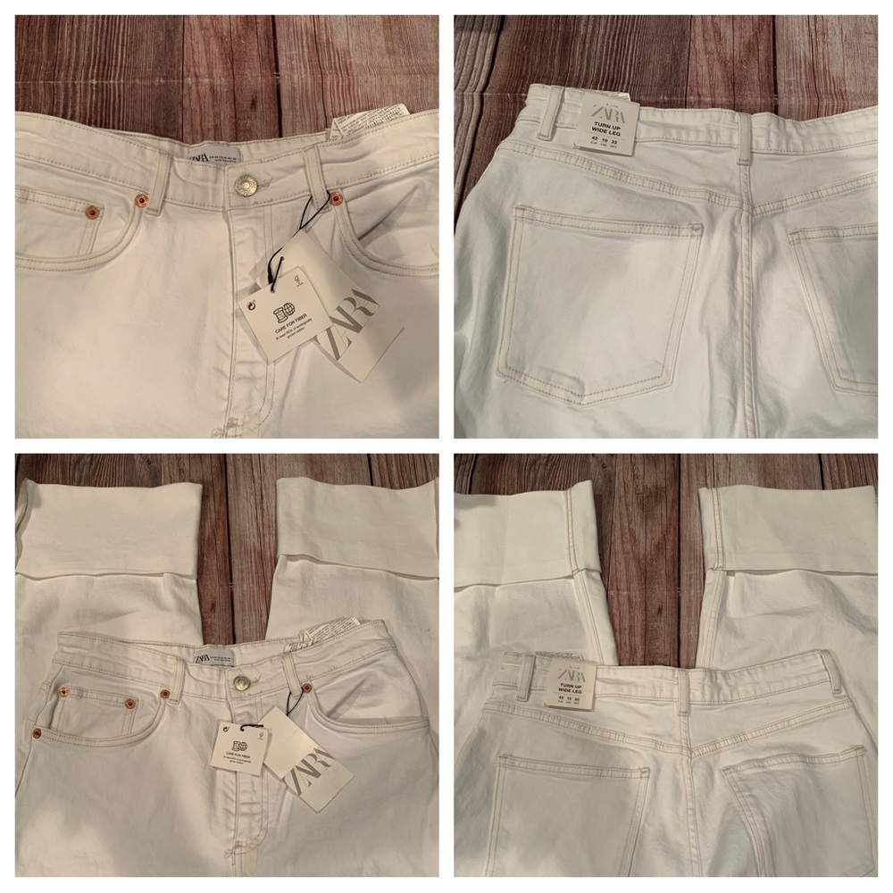 NWT ZARA Hi-Rise cropped jeans size 10
Turn Up Wide Leg
